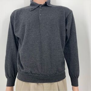 Cortina Italia Men’s Shirt Size XL Grey Color 100% Merino Wool Made in Italy